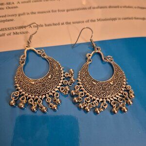 StormCat Boho Gypsy Crescent Earrings (Handmade in UK, Stainless Steel)